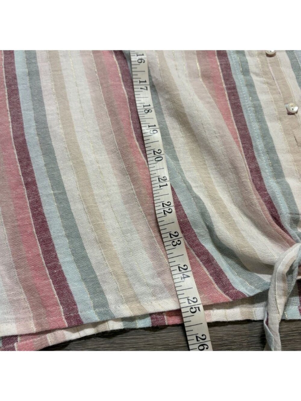 Elan Womens Striped Tie Front Top Size 2X Lightweight Button Down Preppy - Picture 10 of 10